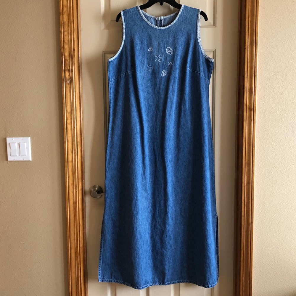 Denim Jumper With Embroidered Sea Shells